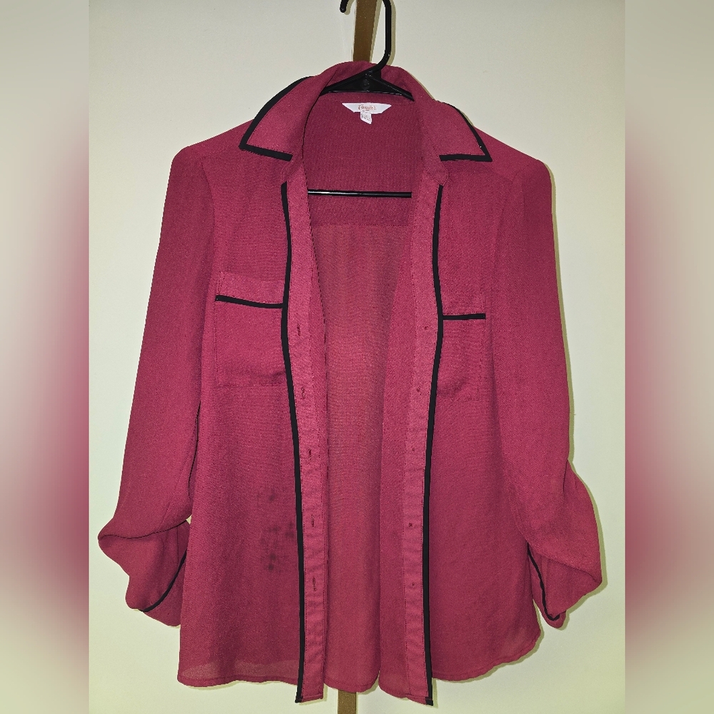 Candie's Fuchsia Blazer Sheer Blouse